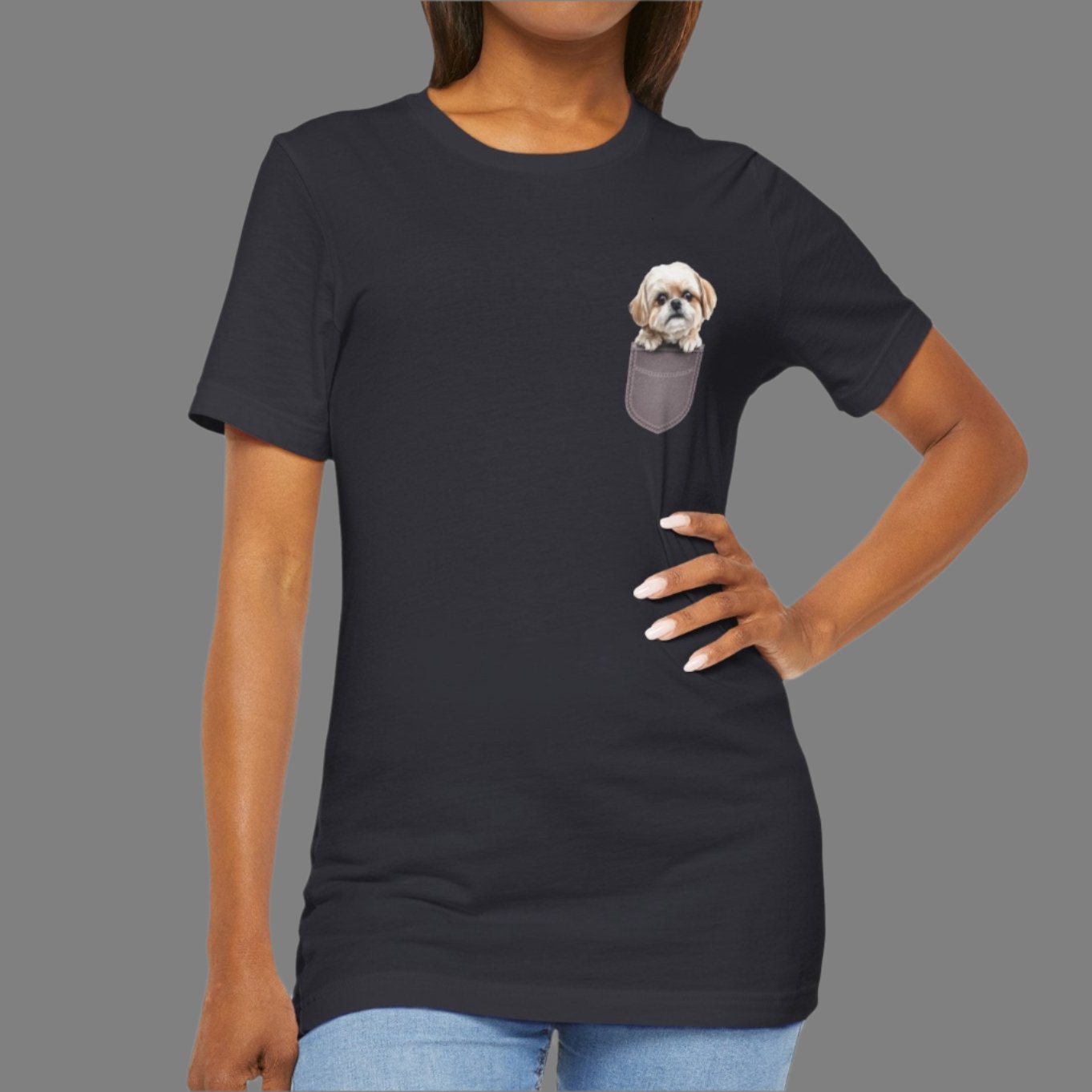 Maltese Puppy Pocket Tee - Unisex Jersey Short Sleeve T-Shirt