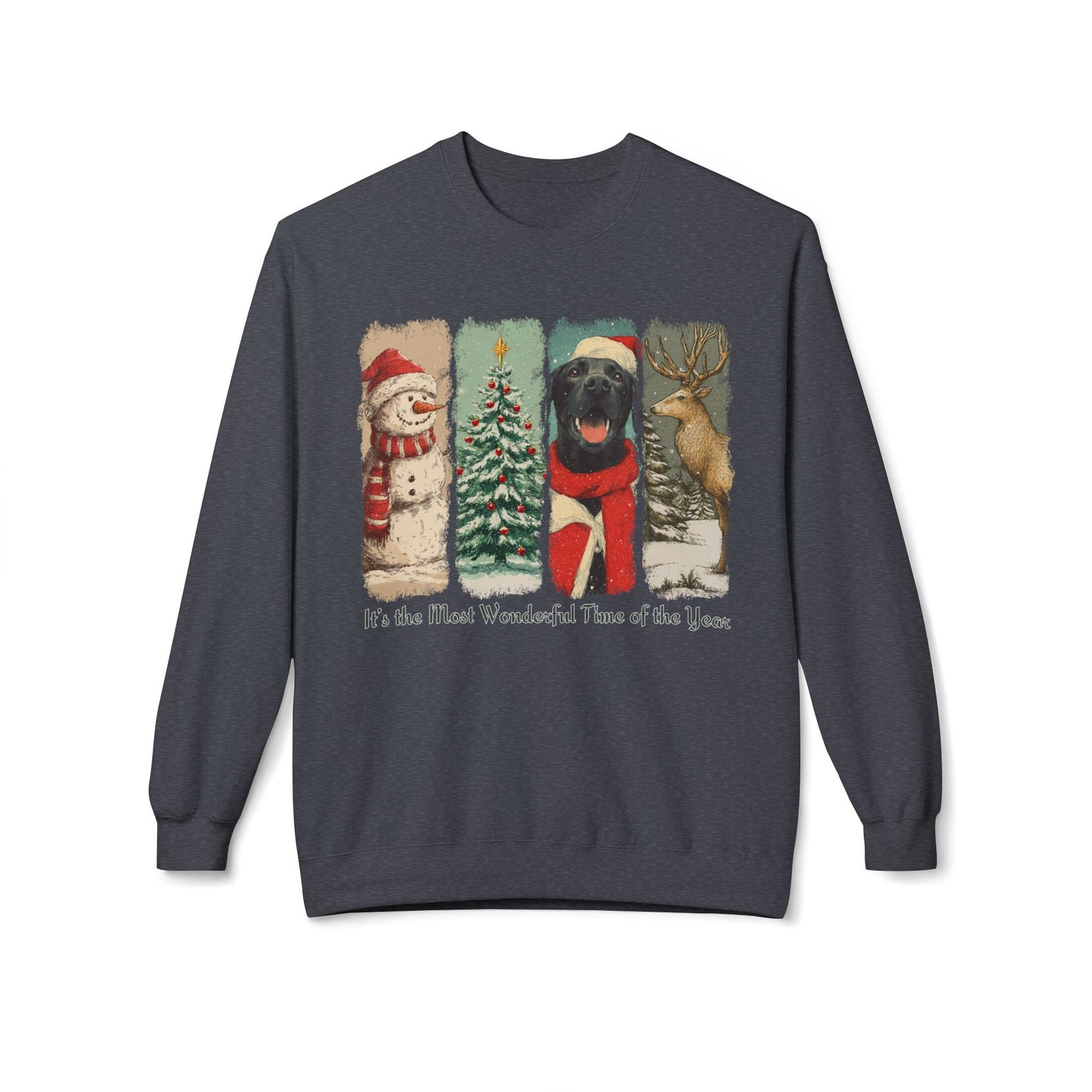 Black Labrador Santa – Vintage Brush Stroke Christmas Sweater