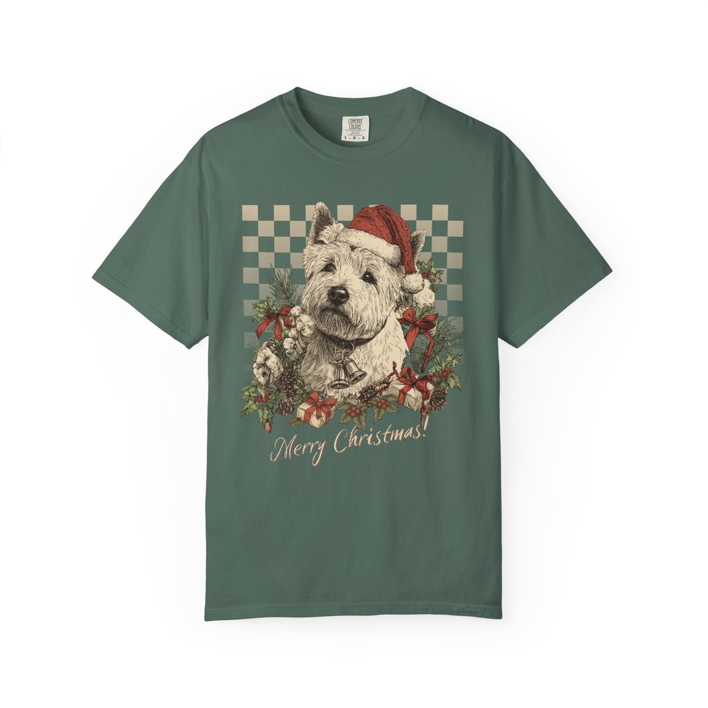 Westie Vintage Checkered Christmas Tee