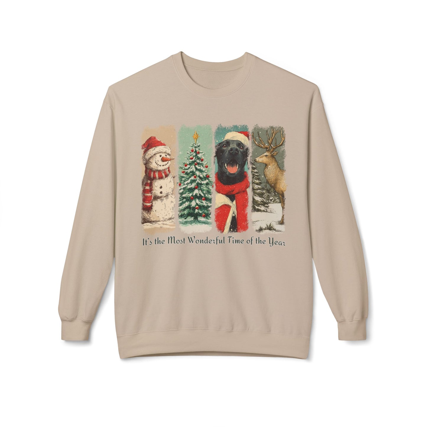 Black Labrador Santa – Vintage Brush Stroke Christmas Sweater