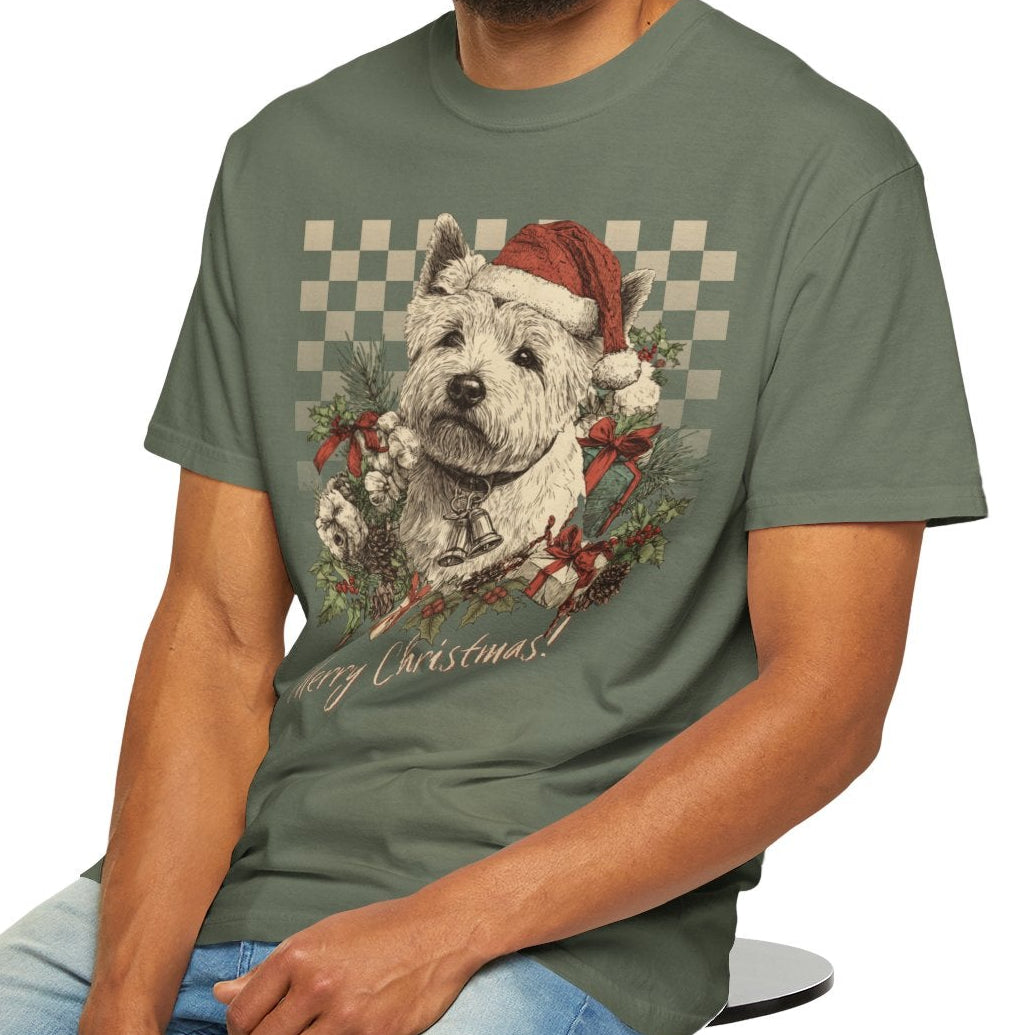 Westie Vintage Checkered Christmas Tee