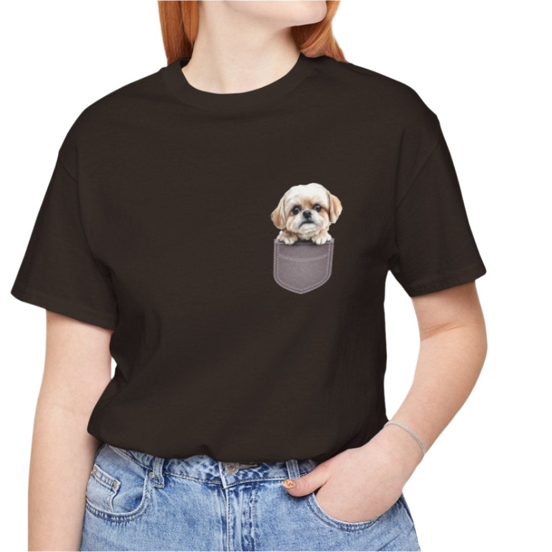 Maltese Puppy Pocket Tee - Unisex Jersey Short Sleeve T-Shirt