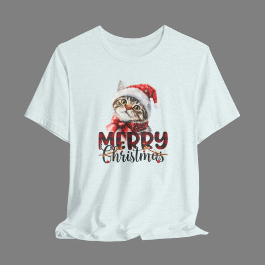 Cute Christmas Kitten Unisex Holiday Jersey T-Shirt