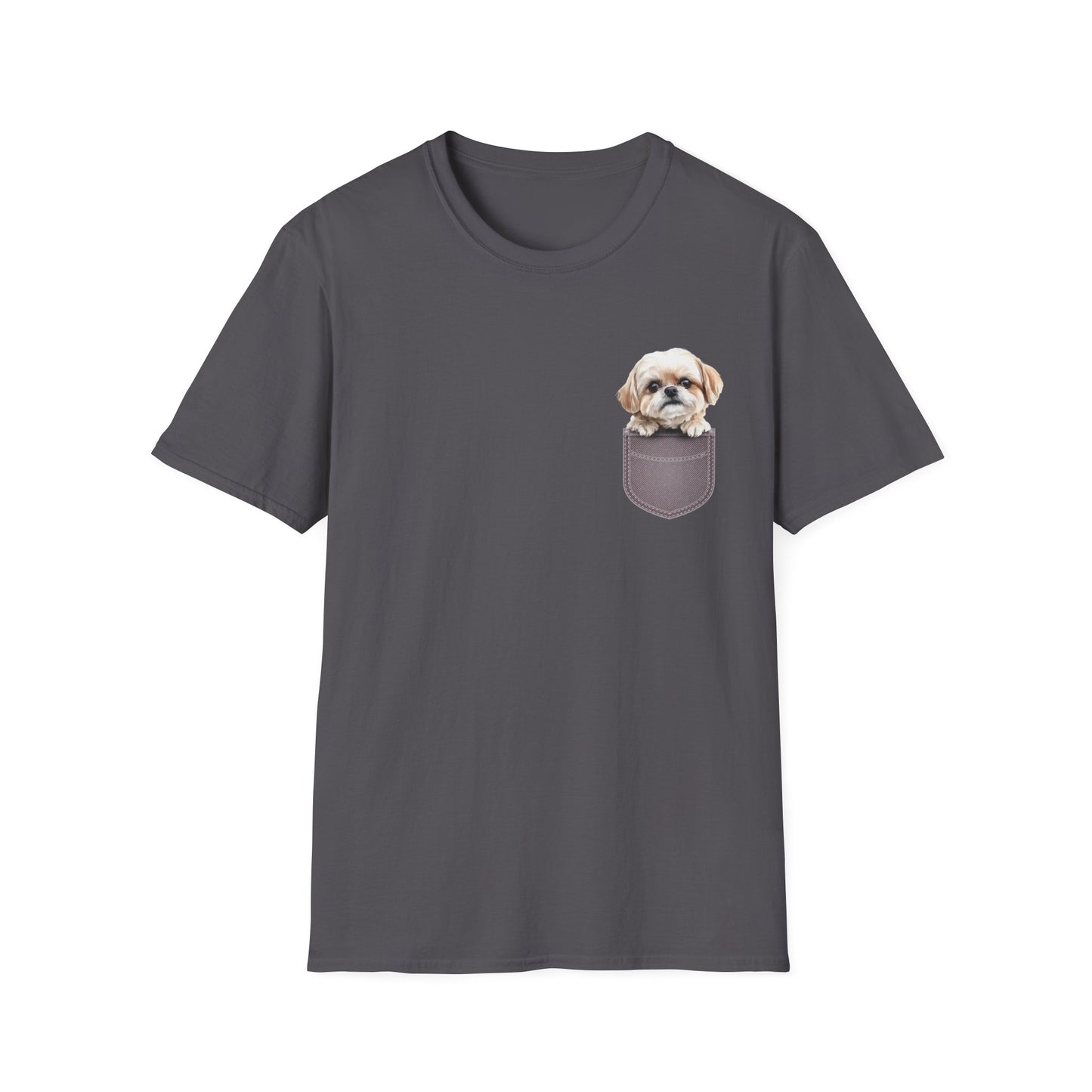 Unisex Soft-Style Maltese Puppy Pocket T-Shirt