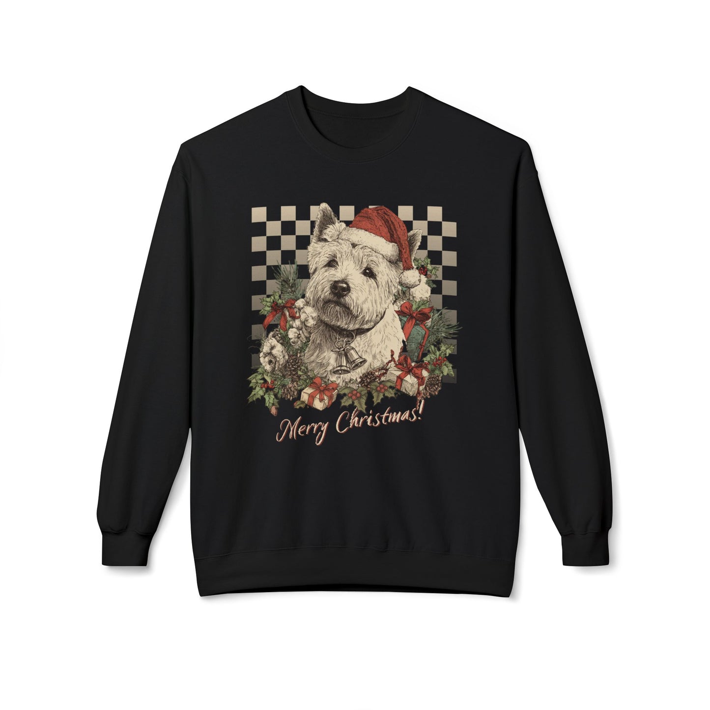 Westie Vintage Checkered Christmas Sweatshirt