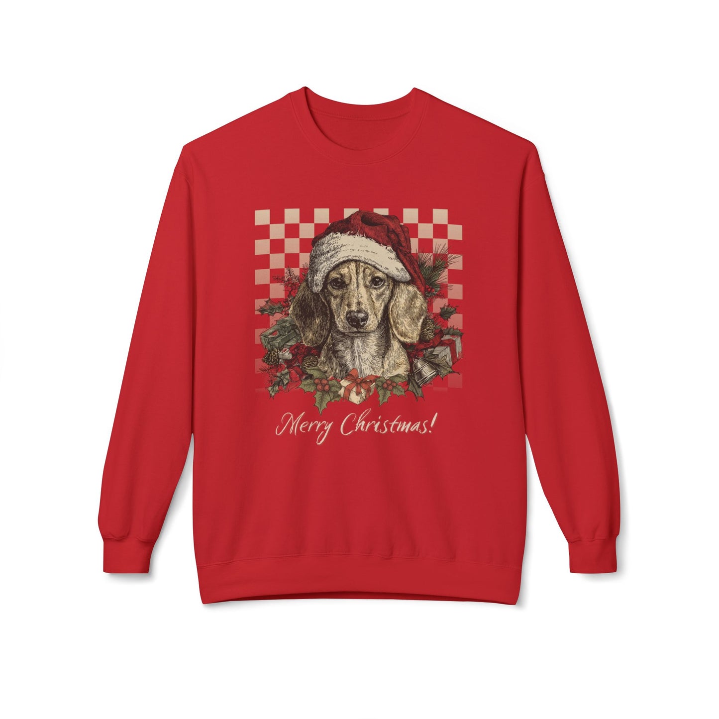 Dachshund Vintage Checkered Christmas Sweatshirt