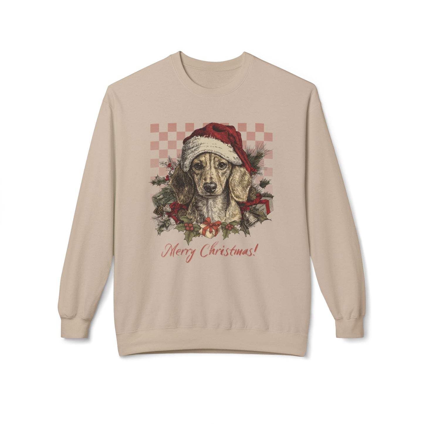 Dachshund Vintage Checkered Christmas Sweatshirt