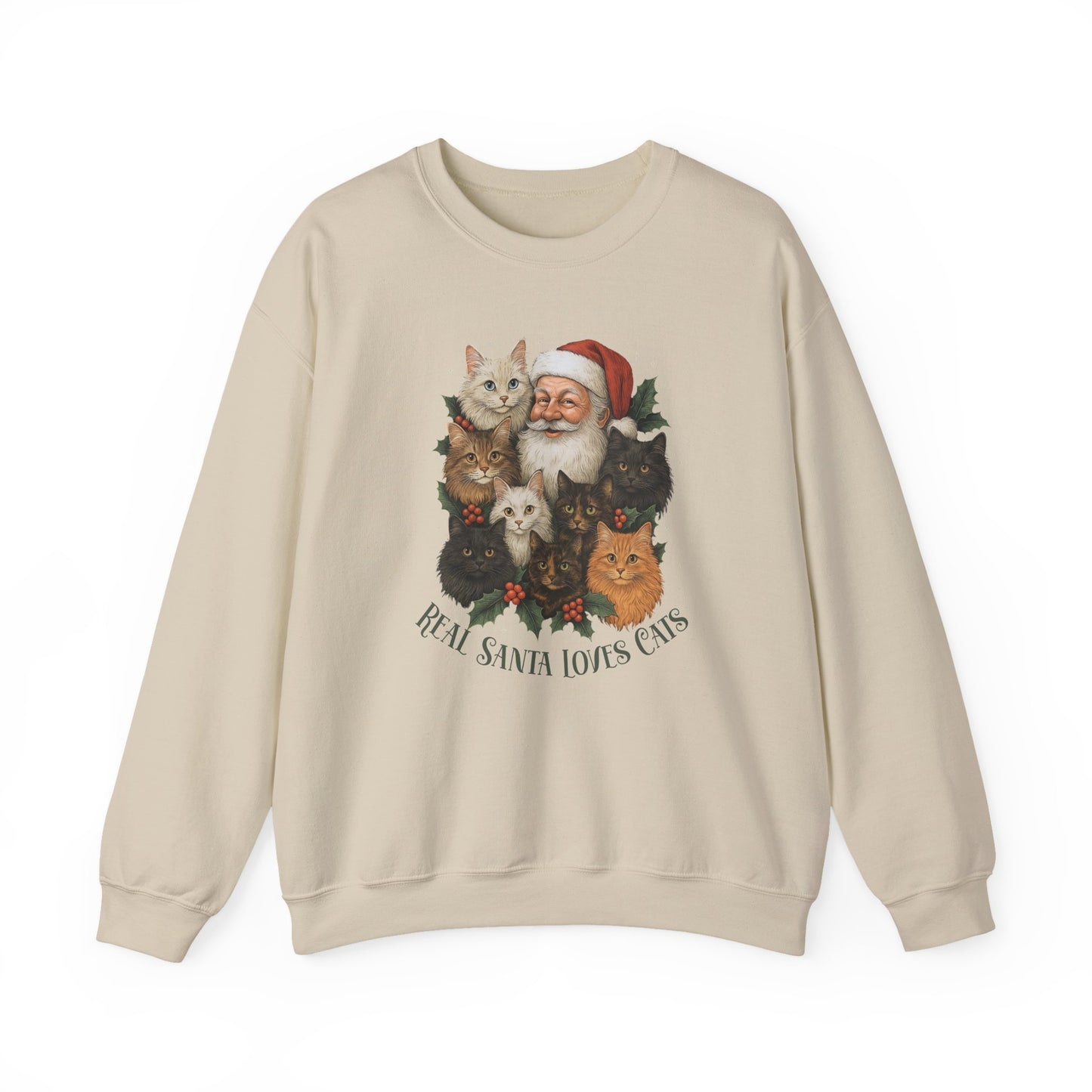 The Real Santa Loves Cats – Vintage Christmas Sweatshirt