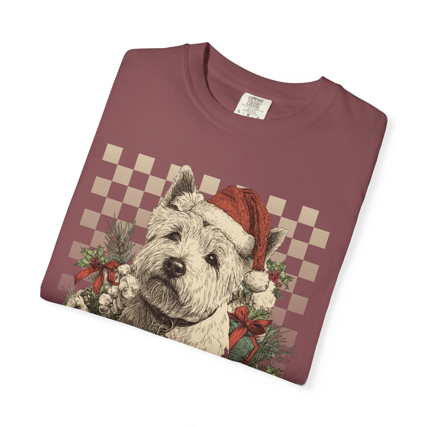 Westie Vintage Checkered Christmas Tee
