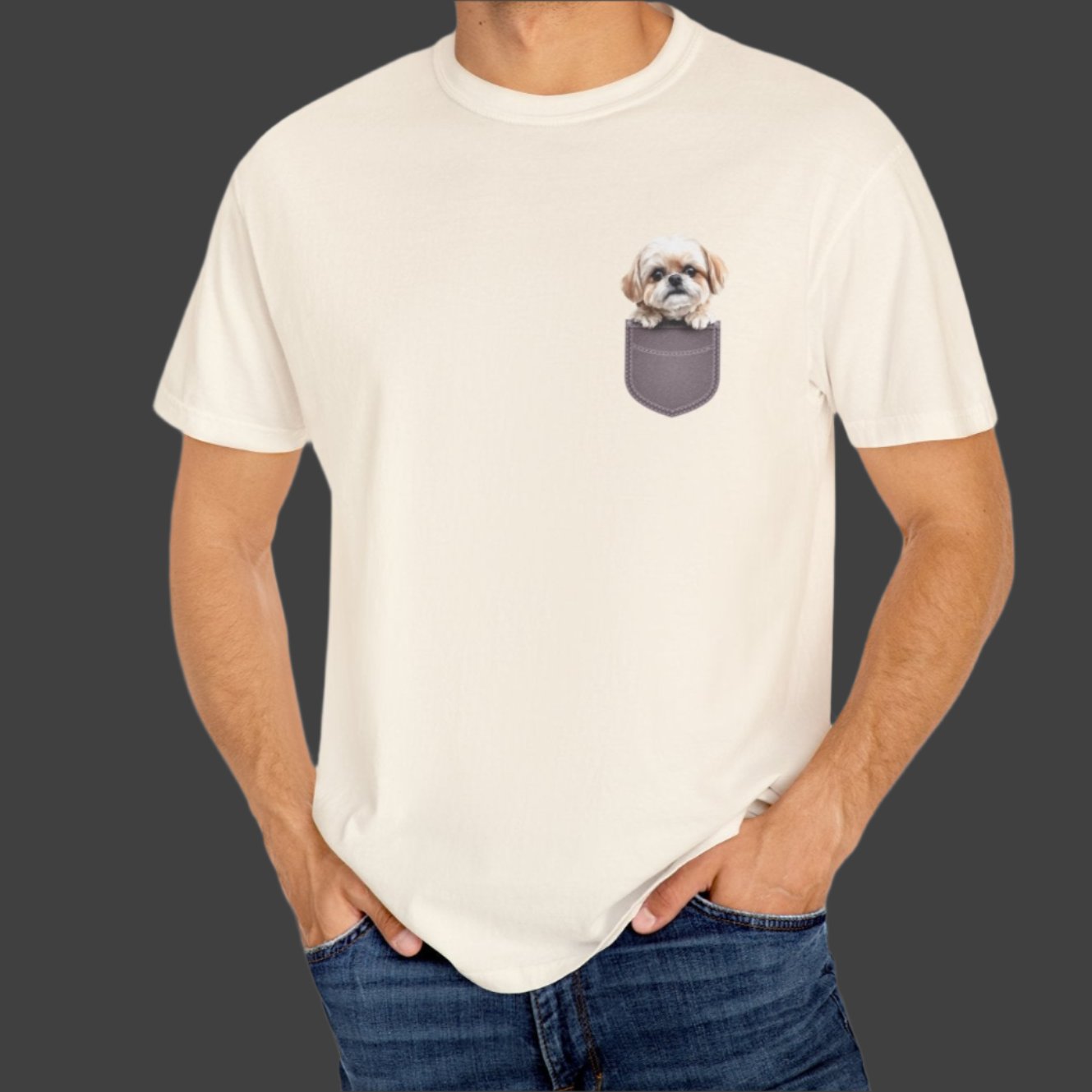 Maltese Puppy In A Pocket - Unisex Garment-Dyed T-shirt