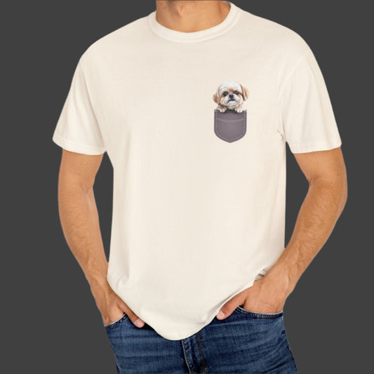 Maltese Puppy In A Pocket - Unisex Garment-Dyed T-shirt