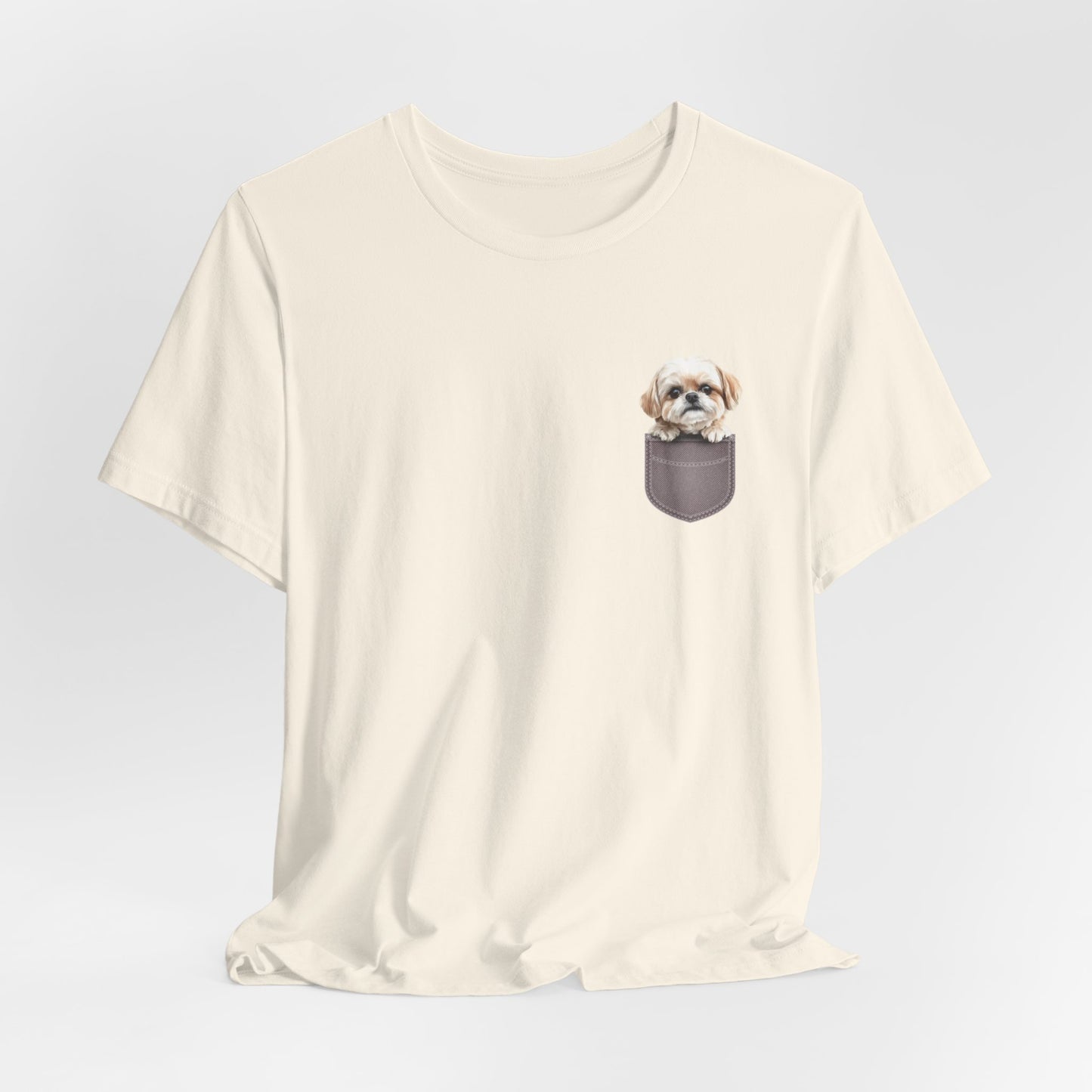 Maltese Puppy Pocket Tee - Unisex Jersey Short Sleeve T-Shirt