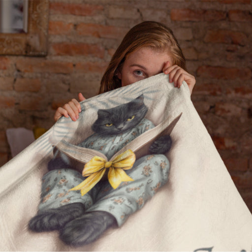 Comfort Zone – Black Cat Blanket | Personalized Sherpa Fleece Throw for Cat Lovers & Moms