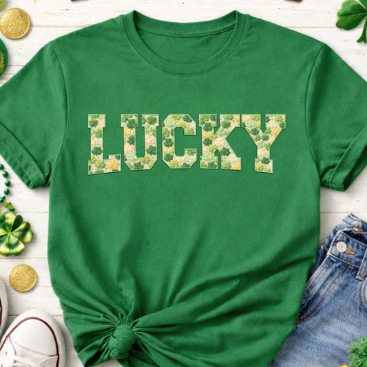 Lucky Shamrock Appliqué-Style T-Shirt – St. Patrick’s Day Unisex Tee