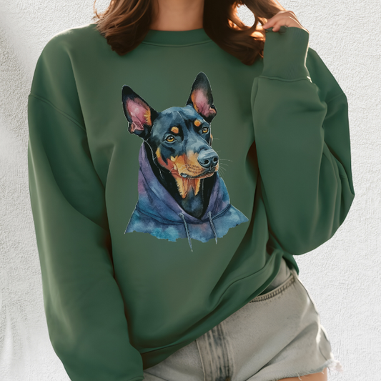 Cool Doberman Pinscher In A Hoodie Sweatshirt – A Stylish Choice for Dog Lovers