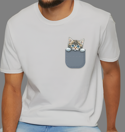 Kitten Pocket tee Mockup Men