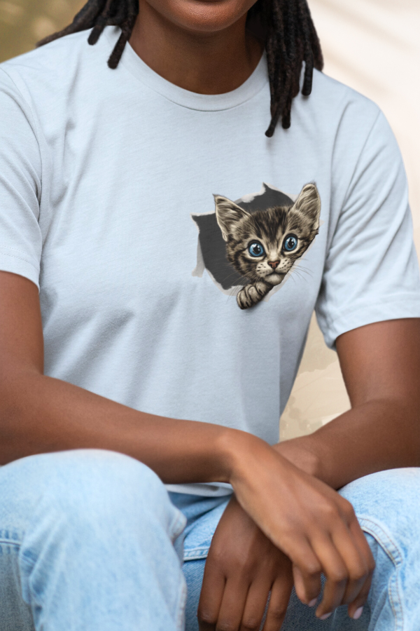 Peeking Kitten t-shirt female model