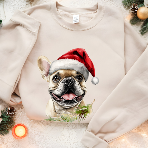 Cream (Fawn) French Bulldog Santa Sweater