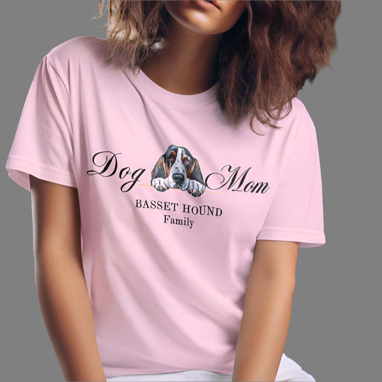 basset hound mom t-shirt, dog mom valentine's day gift