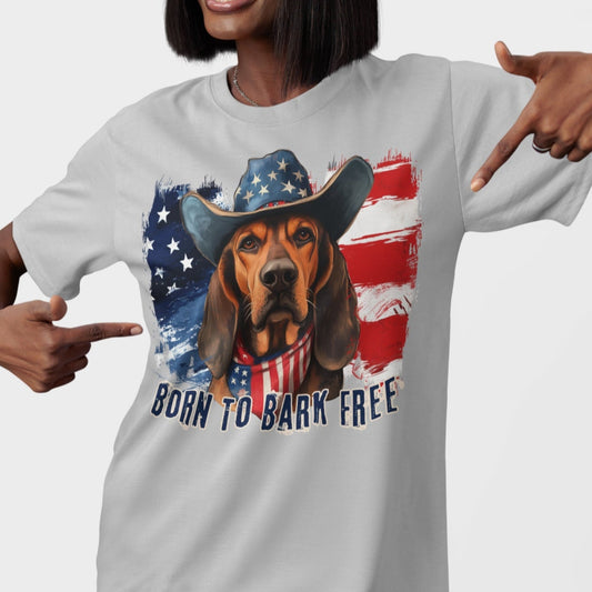 Bloodhound Patriotic T-Shirt "Born to Bark Free"
