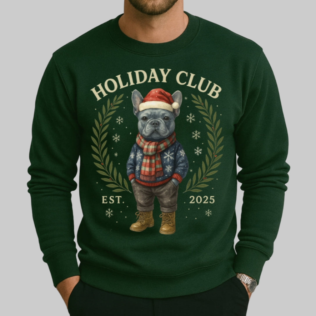 Blue Frenchie Holiday Club Christmas Sweater