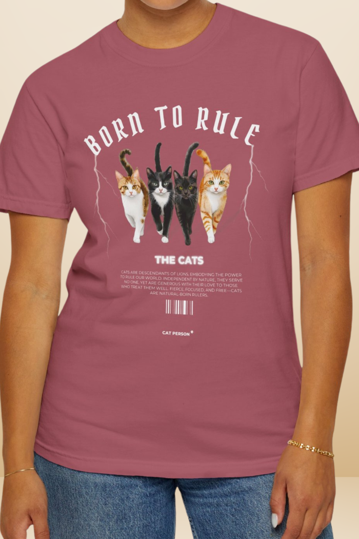 born to rule cat tee female model crimson