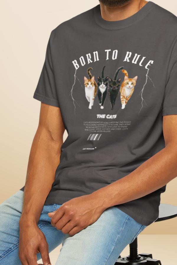 Bor to rule cat t-shirt graphite