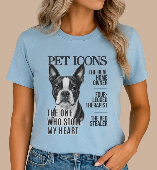 Pet Icons T-shirt - Boston Terrier Edition