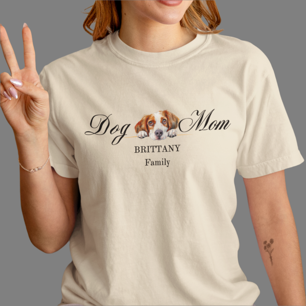 brittany dog mom t-shirt, brittany spaniel shirt for women