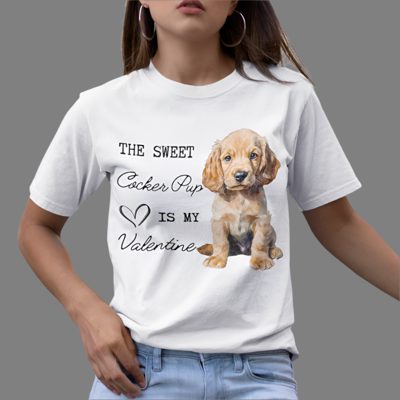 cocker spaniel puppy valentine tee