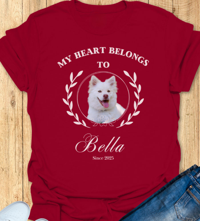 Fully Customizable Pet T-shirt - Valentine's Day Gift for Dog Lovers, Cat lovers, Pet Enthusiasts