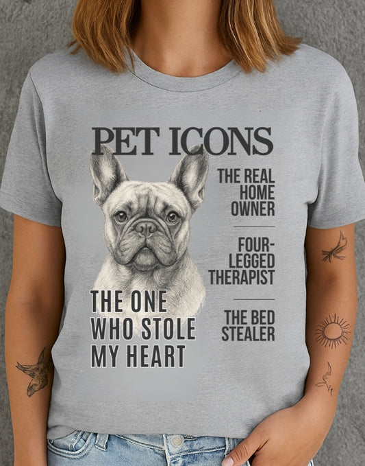 Pet Icons T-shirt - Frenchie Edition