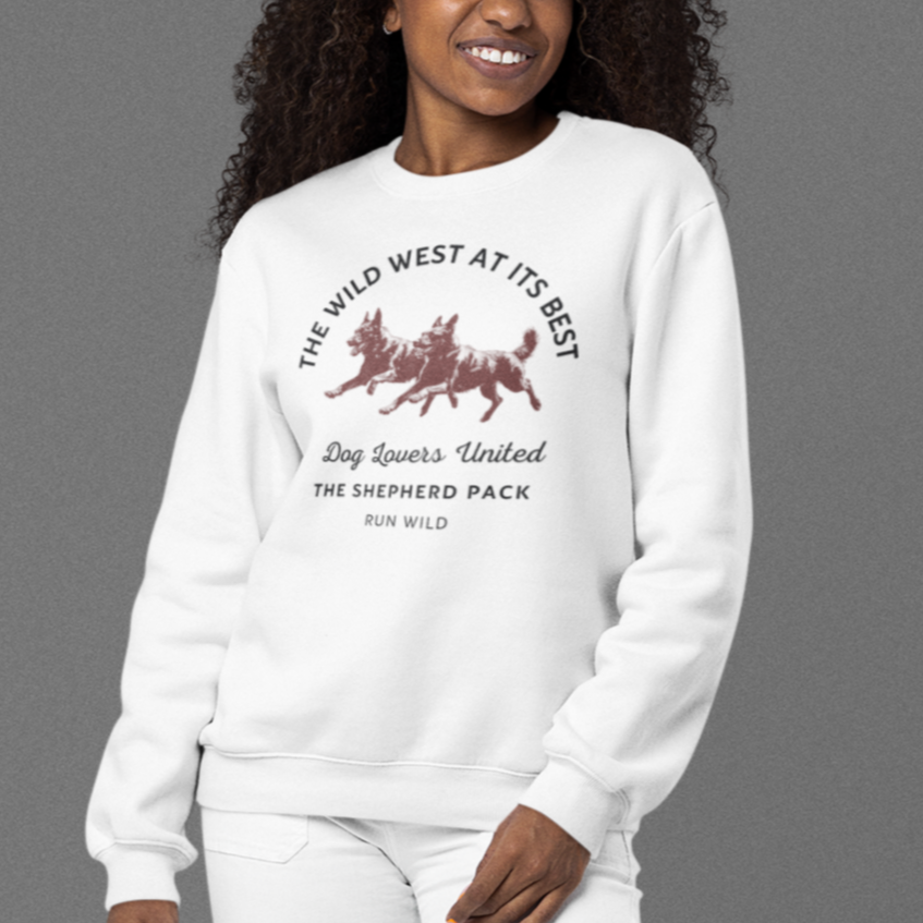 german shepherd the wild west sweater white