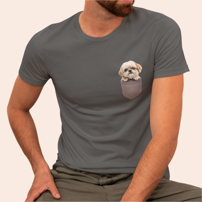 Maltese Puppy Pocket Tee - Unisex Jersey Short Sleeve T-Shirt