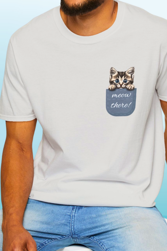 meow there kitten tshirt male model