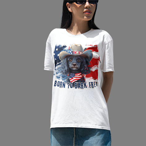 born to bark free poodle patriotic t-shirt, 4th of july, independance day dog lover t-shirt 