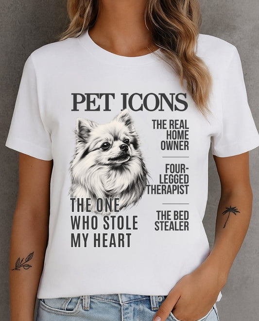 Pet Icons T-shirt - Pomeranian Edition