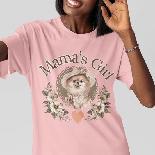pomeranian shabby chic mama's girl tee
