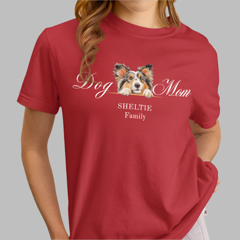 shetland sheepdog sheltie dog mom t-shirt, dog mom gift