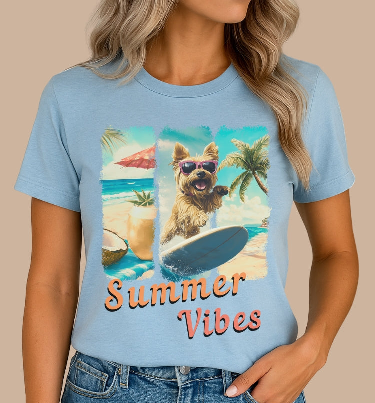 Summer Vibes - Surf Squad - Yorkie T-Shirt