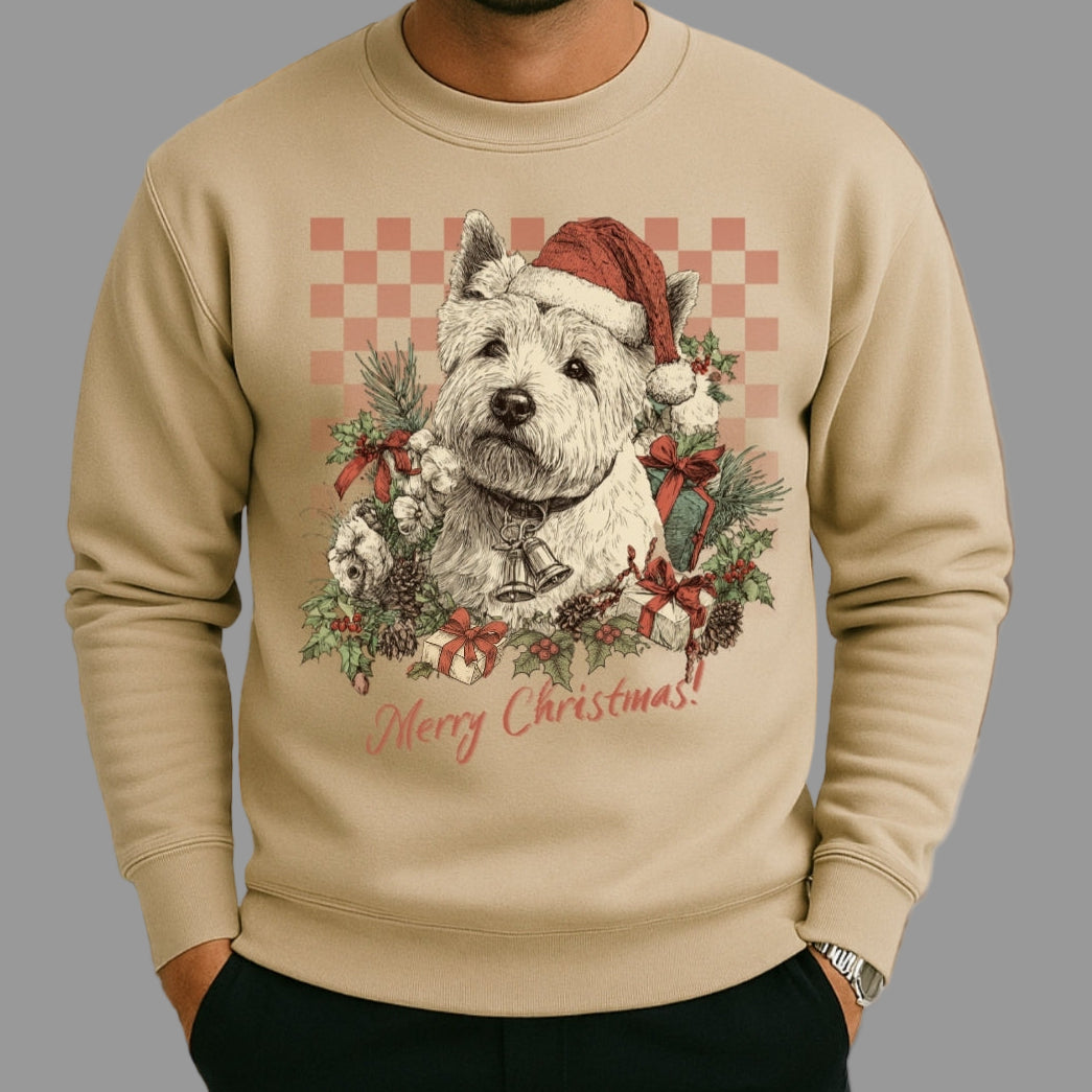 Westie Vintage Checkered Christmas Sweatshirt