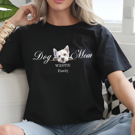 west highland white terrier dog mom t-shirt, westie mom gift