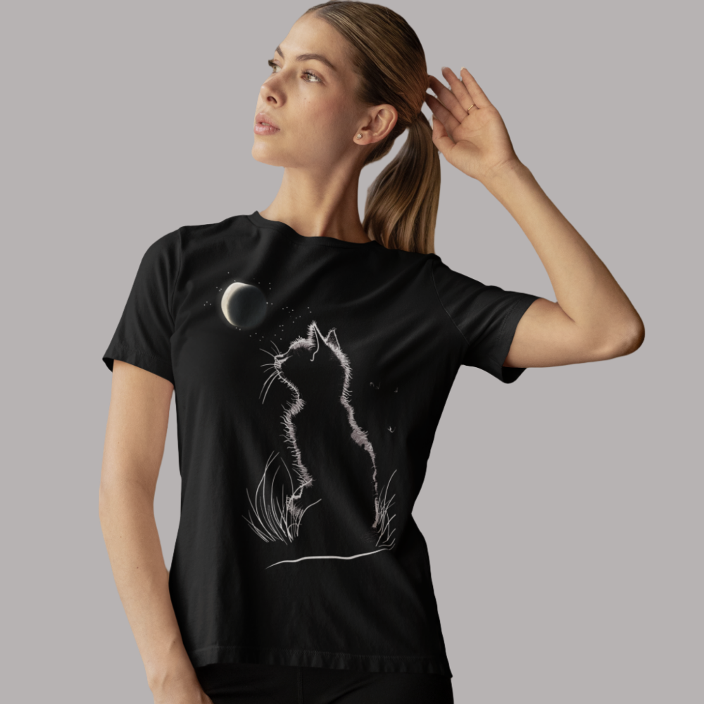 "Moon Kitten" Unisex Cotton Tee Express Delivery available