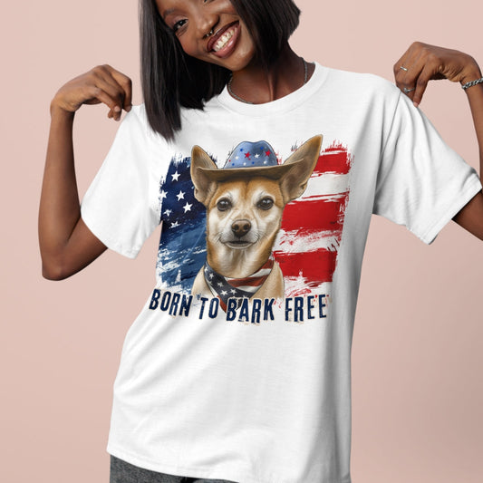 Xolo Patriotic T-Shirt "Born to Bark Free"