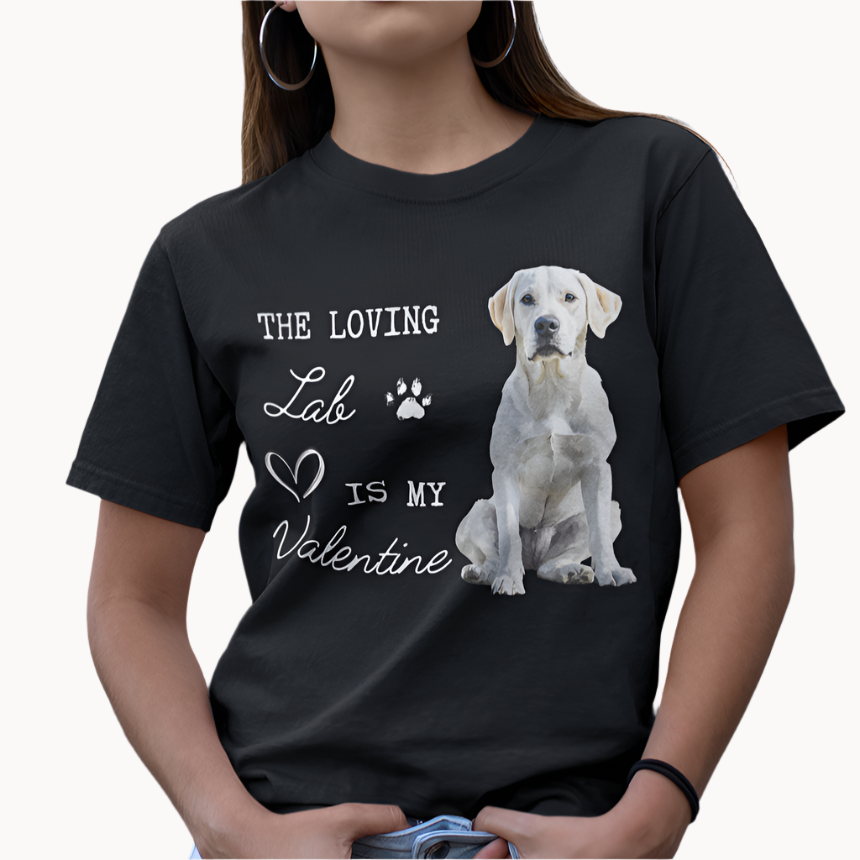 yellow lab valentine tee black