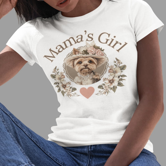 yorkie mama's girl vintage tee shabby chic, victorian style dog lover gift