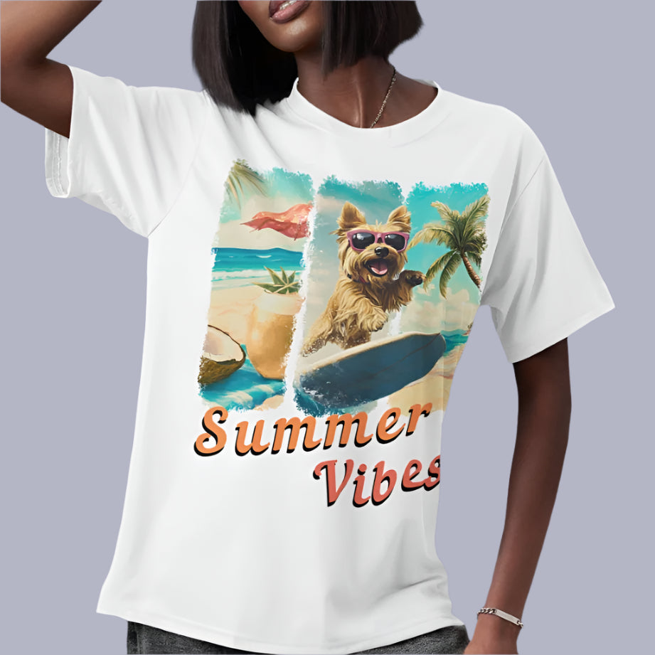 Summer Vibes - Surf Squad - Yorkie T-Shirt